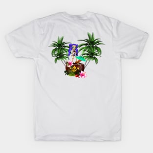 Tropical design with girl and cute mouse T-Shirt